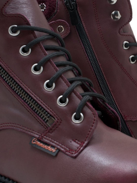 Leather Women's Ankle Boots Burgundy