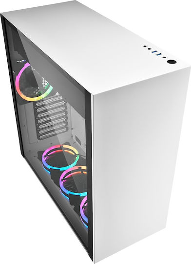 Sharkoon Pure Steel RGB Gaming Midi Tower Κουτί Υπολογιστή με Πλαϊνό Παράθυρο Λευκό