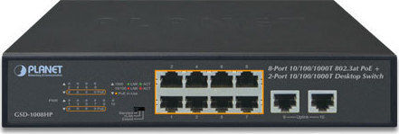 Planet GSD-1008HP Unmanaged L2 PoE+ Switch with 8 Gigabit (1Gbps) Ethernet Ports and 20 SFP Ports