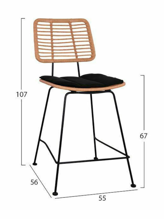 Σκαμπό Μπαρ Εξωτερικού Χώρου Rattan Allegra Καφέ 55x56x107cm