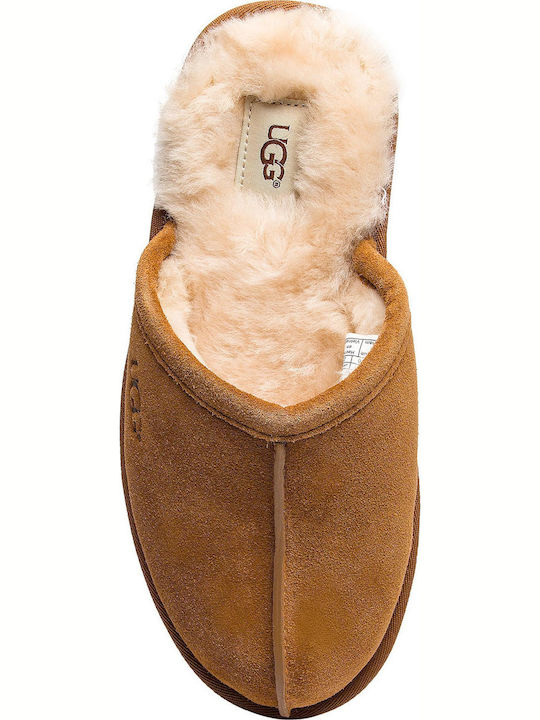 Scuff Men's Leather Slippers Chestnut