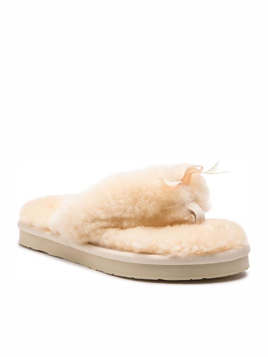 Ugg Australia Fluff Flip Flop III Papuci de casă pentru femei de iarnă în Galben culoare 1100250-NAT