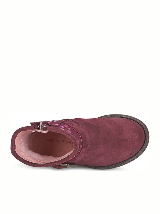 Ghete Copii din Piele cu Fermuar Burgundy