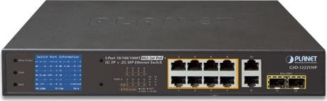 Planet GSD-1222VHP Unmanaged L2 PoE+ Switch με 8 Θύρες Gigabit (1Gbps) Ethernet και 2 SFP Θύρες
