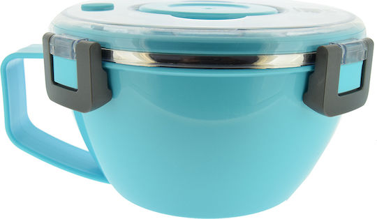 Ecolife Recipient Rotund Termos Inox Cu Perete Dublu Albastru Cu Compartimente 850ml