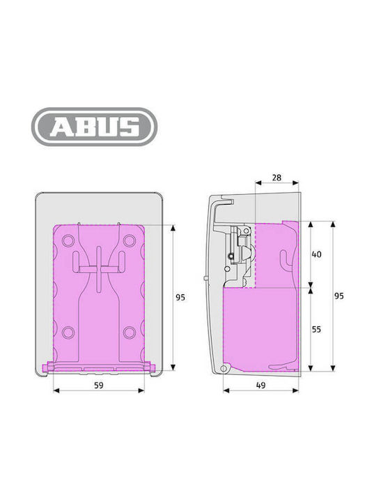 Abus KeyGarage 787 Big Wall-mounted Combination Key Holder Metallic with Combination Dial 50 Hooks 8.4x12x12cm