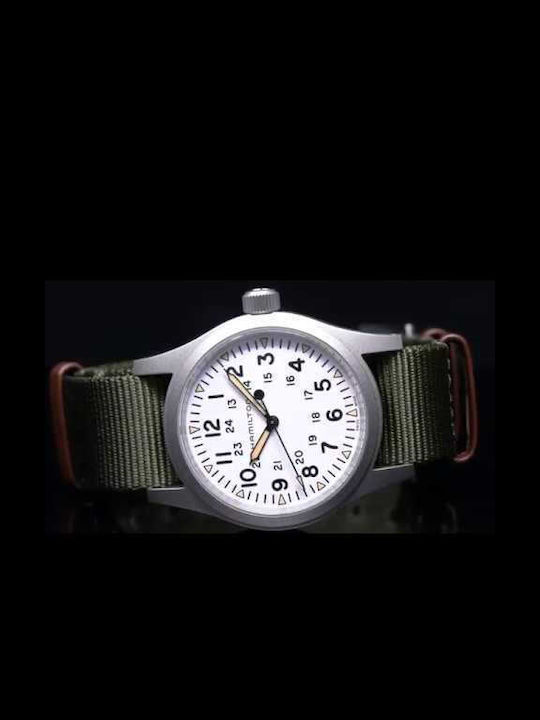 Hamilton Herrenuhr 38mm Batterie mit Grün Stoffarmband