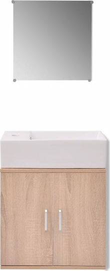 vidaXL Πάγκος με Νιπτήρα & Καθρέπτη Μ48xΒ25xΥ48cm Δρυς