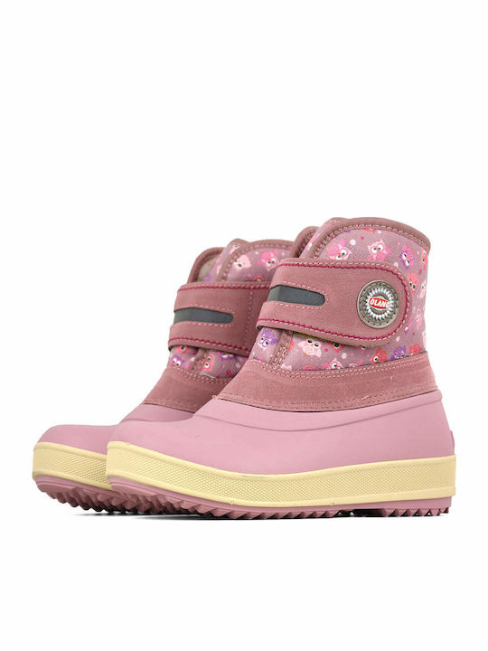Birba Suede Kids Snow Boots with Velcro Pink