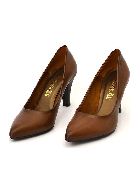 Anatomic Leather Pointed Toe Stiletto Tambac Brown High Heels