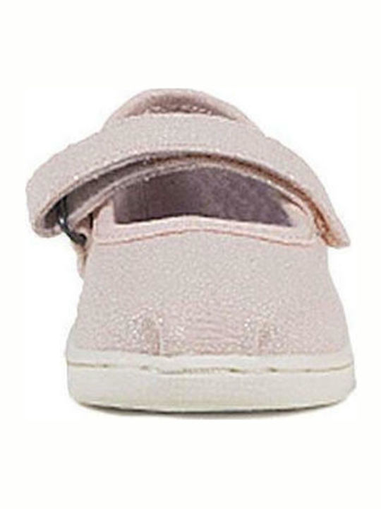Balerini copii cu închidere Hoop & Loop Material textil Roz Mary Jane Iridescent