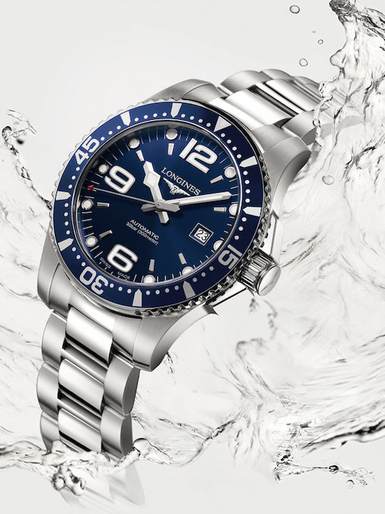 Longines Hydroconquest Herrenuhr 41mm Automatisch mit Silber Metallarmband