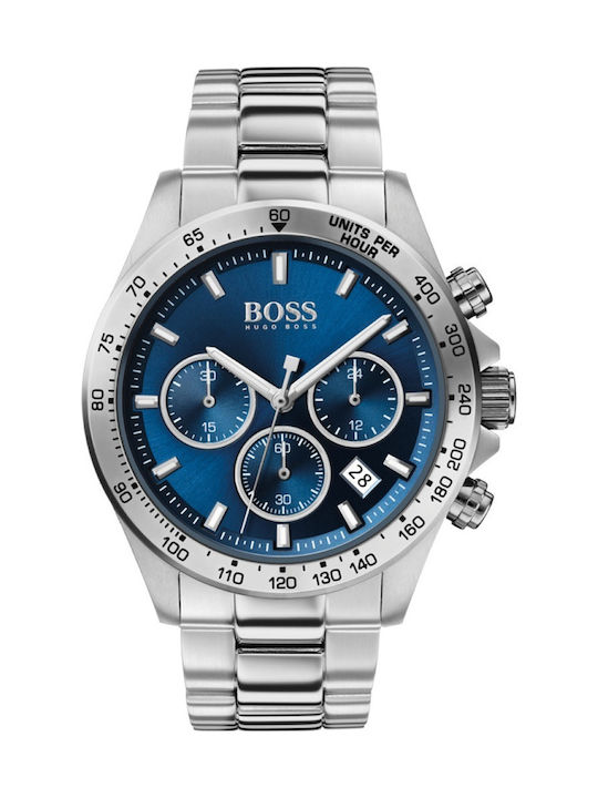 Boss Hero Men's Watch 43mm Chronograph Battery with Silver Metal Bracelet