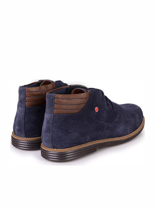 Suede Navy Μπλε Ανδρικά Μποτάκια