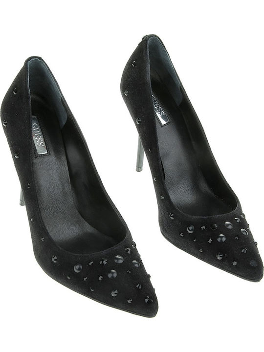 Guess Leather Pointed Toe Black Heels Padela FLPAD4SUE08-BLACK