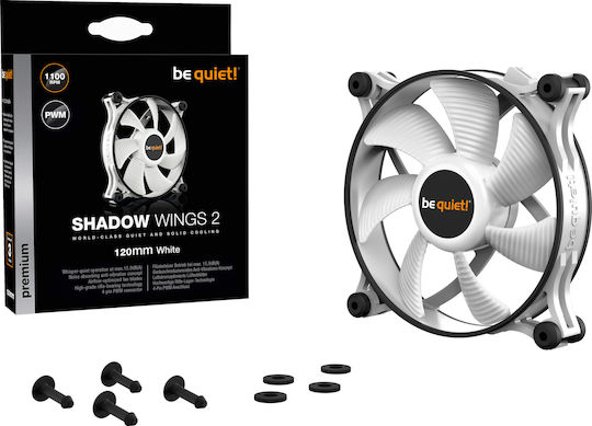 Be Quiet Shadow Wings 2 Case Fans 120mm 1100rpm 38.5cfm Without LEDs Connection 4-Pin PWM White