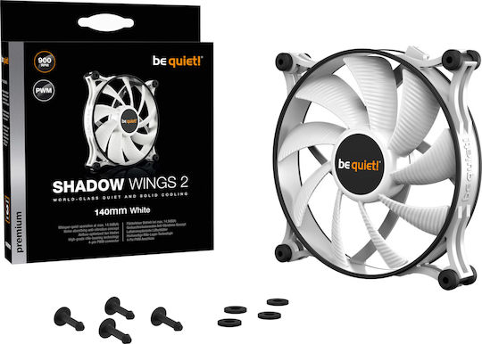 Be Quiet Shadow Wings 2 Gehäuselüfter 140mm 900rpm 49.8cfm Ohne LEDs Verbindung 4-Pin PWM Weiß