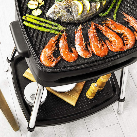 Cecotec Perfect Country With Legs Electric Grill Smooth and Ribbed Plate 2000W with Lid and Adjustable Thermostat 43cmx38cmcm