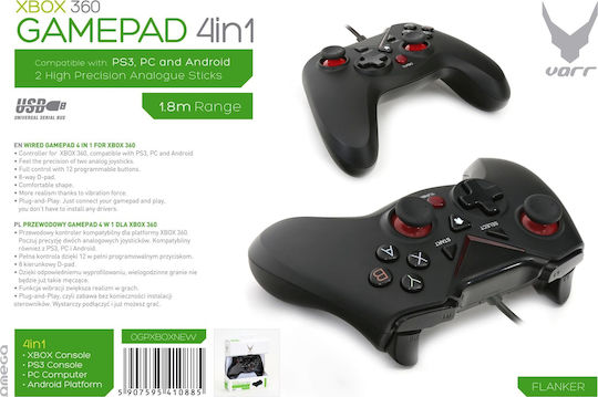 Omega 4in1 Ενσύρματο Gamepad για Android / PC / PS3 / Xbox 360 Μαύρο