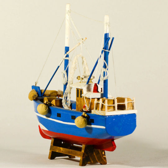 Коледен Кораб Рибарска Лодка Дървена 24x22см