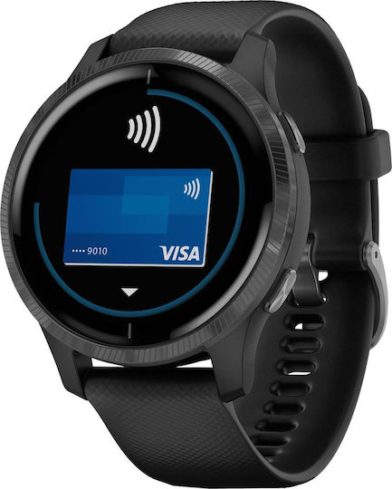 Garmin Venu Stainless Steel 43mm Waterproof Smartwatch with Heart Rate Monitor (Slate / Black)