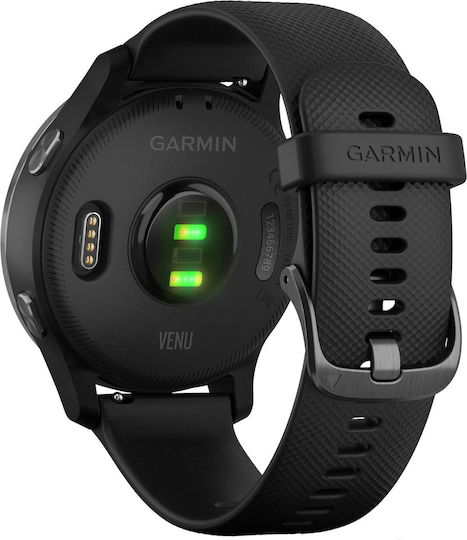 Garmin Venu Stainless Steel 43mm Waterproof Smartwatch with Heart Rate Monitor (Slate / Black)