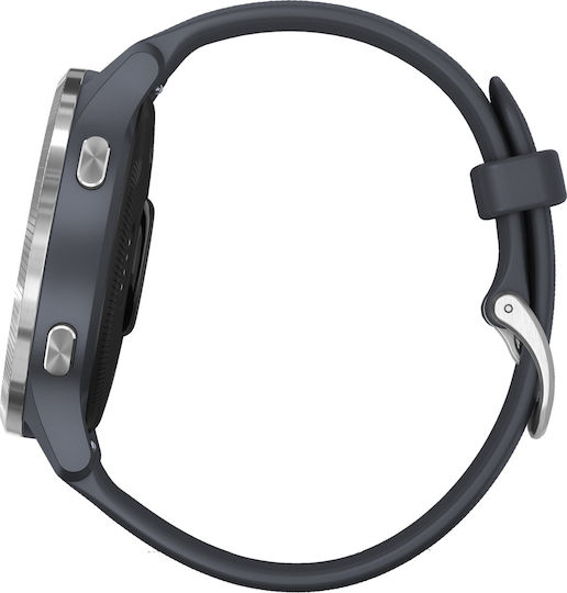 Garmin Venu Edelstahl 43mm Wasserdicht Smartwatch mit Pulsmesser (Silver / Granite Blue)