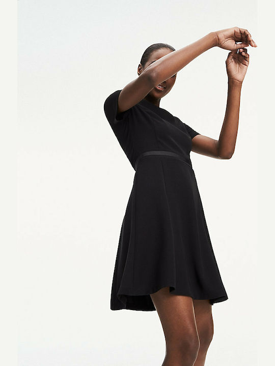 Tommy Hilfiger Fit And Flare Mini All Day Φόρεμα Κοντομάνικο Μαύρο