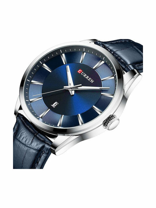 Curren Men's Watch 45mm Battery with Blue Leather Strap