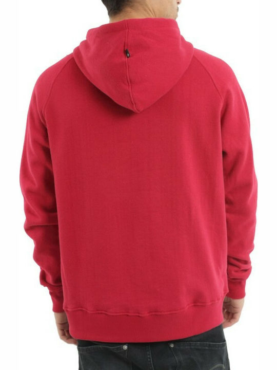 Emerson Herren Sweatshirt mit Kapuze und Taschen Rot