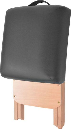 vidaXL Wooden Portable/Folding Black Massage and Physiotherapy Bed 193x67cm 3 Positions with Stool