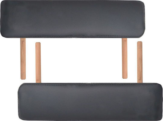 vidaXL Wooden Portable/Folding Black Massage and Physiotherapy Bed 193x67cm 3 Positions with Stool
