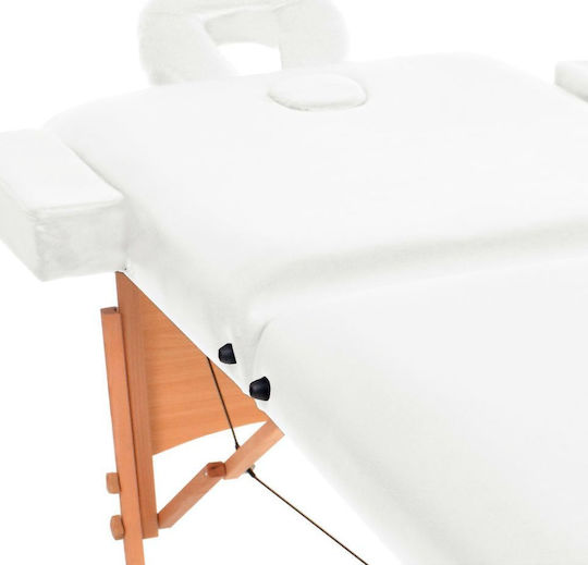 vidaXL Wooden Portable/Folding White Massage and Physiotherapy Bed 190x66cm 2 Positions with 10 cm thickness.