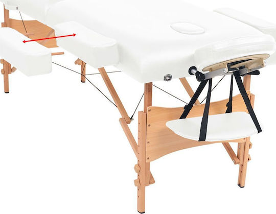 vidaXL Wooden Portable/Folding White Massage and Physiotherapy Bed 190x66cm 2 Positions with 10 cm thickness.