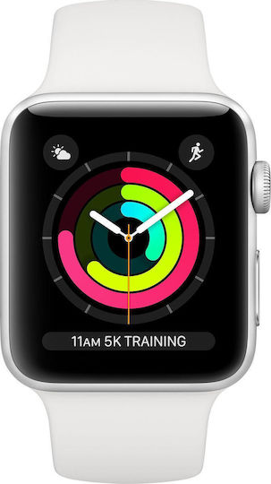 Apple Watch Series 3 Aluminium 42mm Waterproof with Heart Rate Monitor (White)