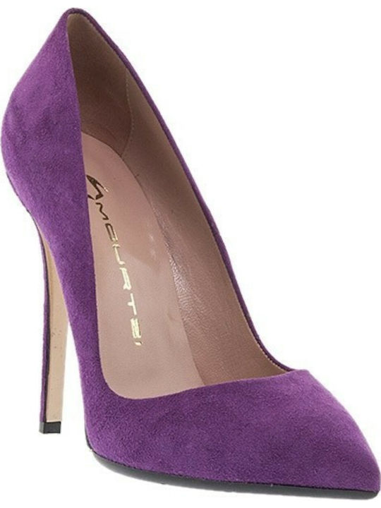 Mourtzi Suede Pointed Toe Stiletto Purple High Heels 12/1203A00