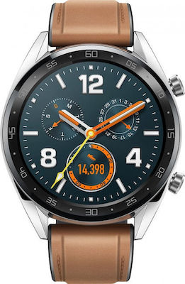 Huawei Watch GT Неръждаема стомана 46мм Водоустойчив с Пулсомер (Saddle Brown)