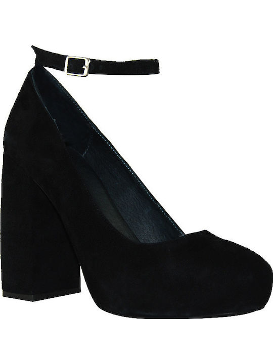 Jeffrey Campbell Phair Suede Γόβες με Χοντρό Ψηλό Τακούνι Μαύρες Jeffrey Campbell Phair Suede Γόβες με Χοντρό Ψηλό Τακούνι Μαύρες