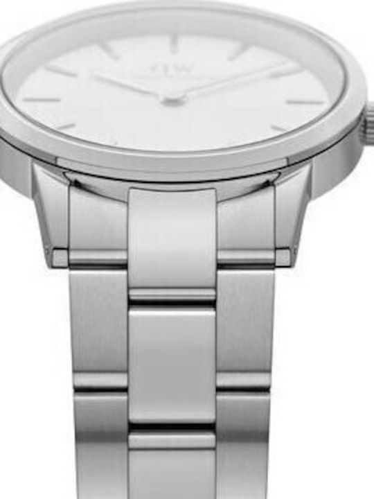 Daniel Wellington Iconic Link Γυναικείο Ρολόι 32mm Μπαταρίας με Ασημί Μεταλλικό Μπρασελέ