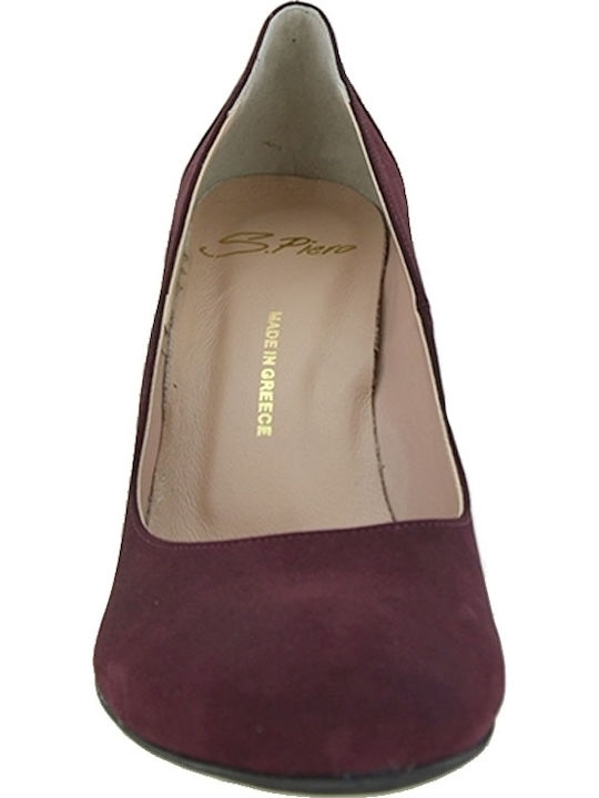 S.Piero Suede Burgundy Heels -01 Bordeaux Suede