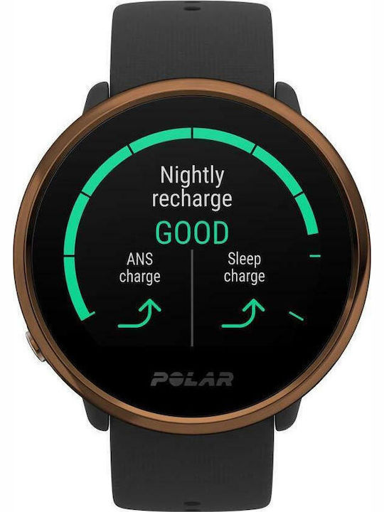 Polar Ignite 43mm Αδιάβροχο Smartwatch με Παλμογράφο (Copper Silicone)