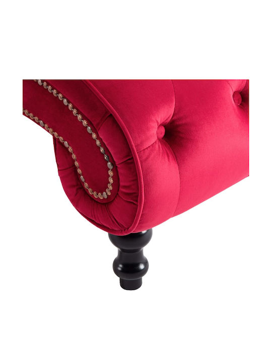 Velvet Recliner Red L145xW52xH77cm