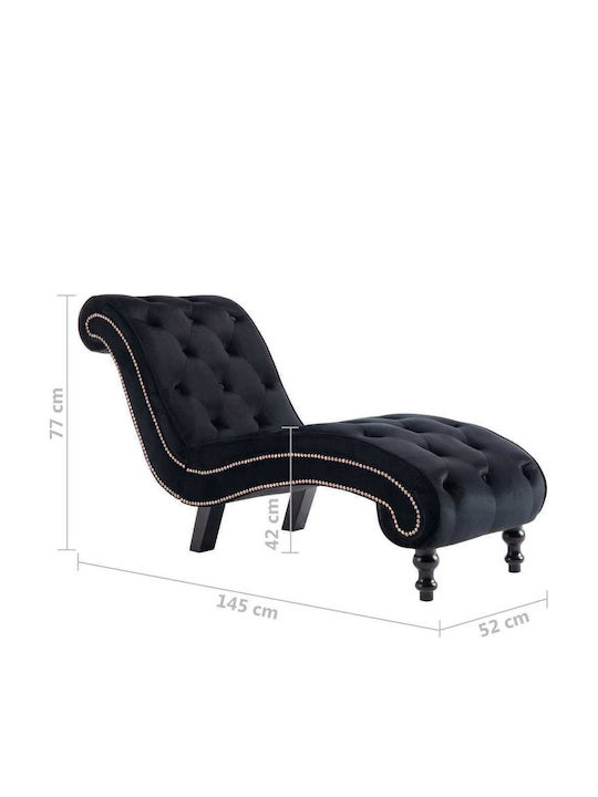 Vintage Ανάκλιντρο Chesterfield Βελούδινο Μαύρο Μ145xΠ52xΥ77εκ.
