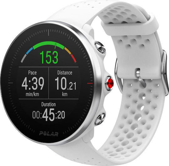 Polar Vantage M M/L Stainless Steel 46mm Αδιάβροχο Smartwatch με Παλμογράφο (Λευκό)