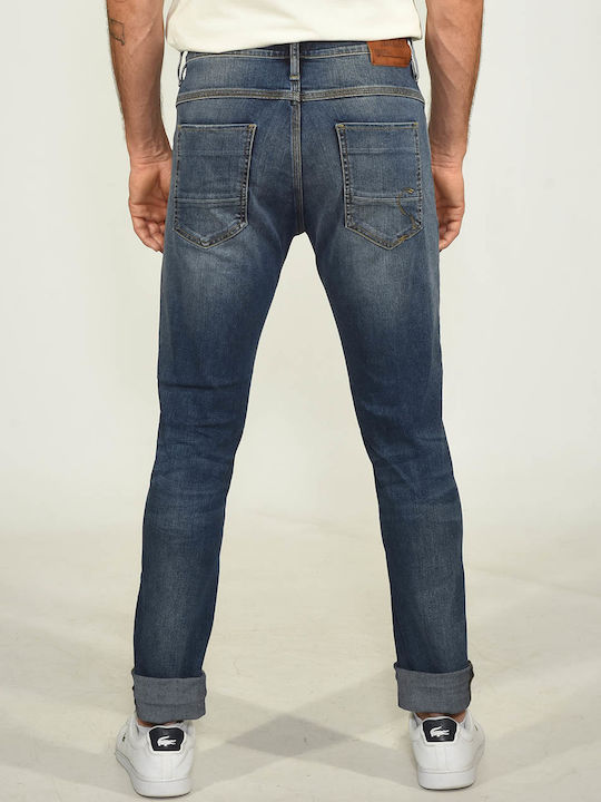 Sapphire Ανδρικό Παντελόνι Τζιν με Slim Tapered Εφαρμογή Μπλε