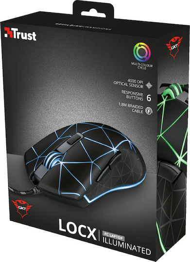 Trust GXT 133 Locx RGB Gaming Ποντίκι 4000 DPI Μαύρο