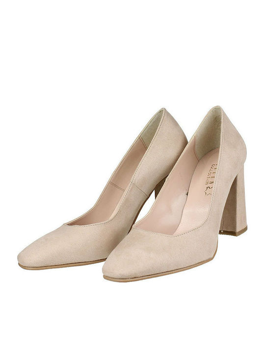 Ellen Pumps mit Chunky hohem Absatz Beige