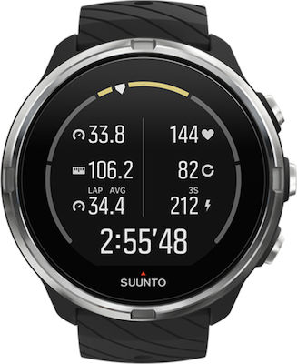 Suunto 9 Edelstahl 50mm Wasserdicht Smartwatch mit Pulsmesser (Schwarz)