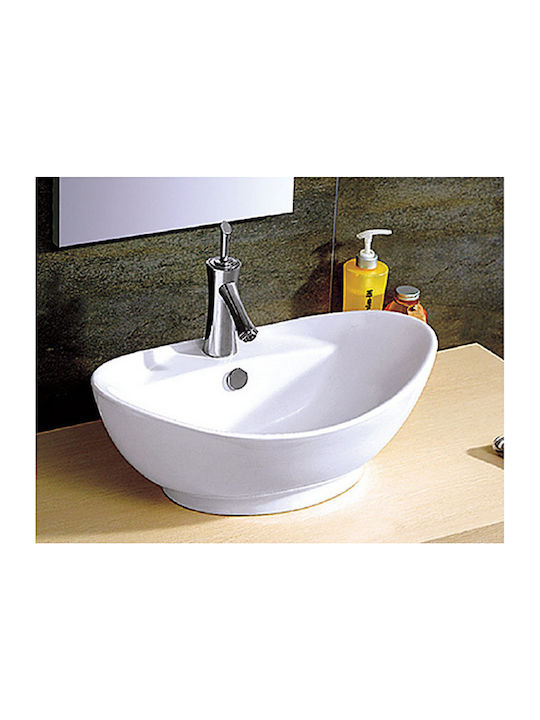 Karag Aufgesetztes Waschbecken Porzellan 59x39x21cm Weiß