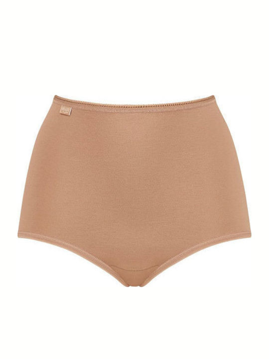 Basic Maxi Βαμβακερό Ψηλόμεσο Γυναικείο Boxer Μπεζ